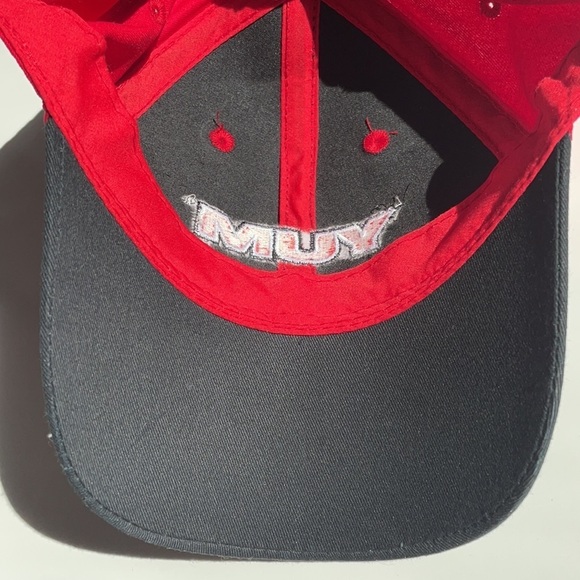 YUM Embroidered Red and Black baseball cap hat. Unisex style One size fits most. - Picture 9 of 11